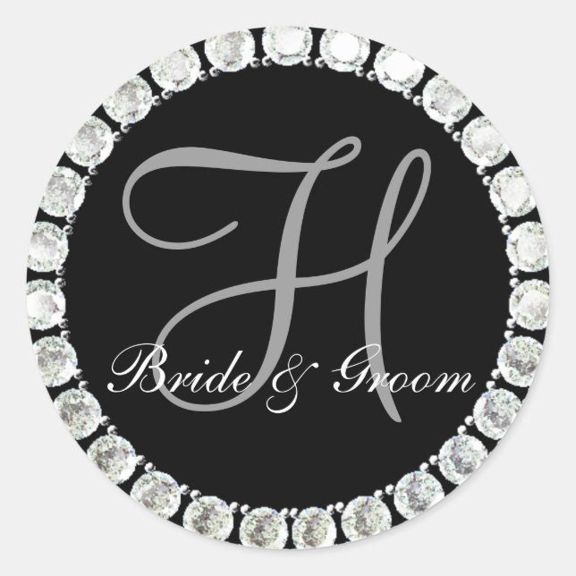 Diamond-Monogramm H anpassbares Siegel Runder Aufkleber (Vorderseite)
