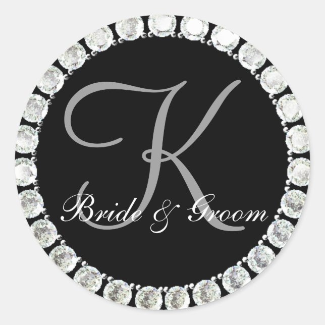 Diamond-Monogramm K anpassbares Siegel Runder Aufkleber (Vorderseite)