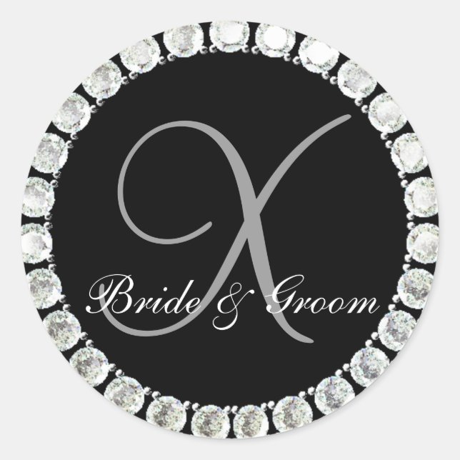 Diamond-Monogramm X anpassbares Siegel Runder Aufkleber (Vorderseite)