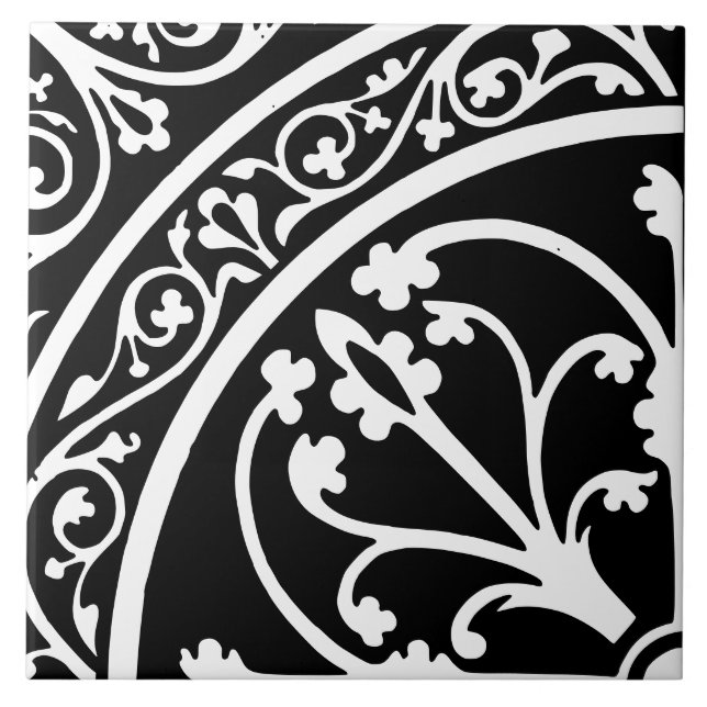 Diamond Oriented Large Print Abstract Black Fliese (Vorderseite)