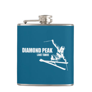 Diamond Peak Lake Tahoe Skier Flachmann