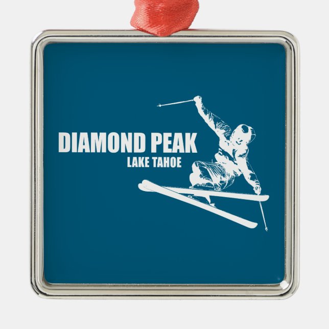 Diamond Peak Lake Tahoe Skier Ornament Aus Metall (Vorne)