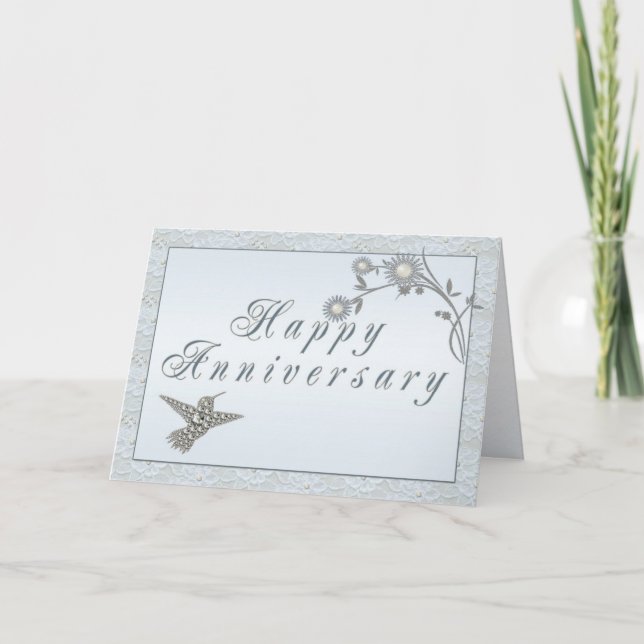 Diamond Pearl Hummingbird Anniversary Card Karte (Vorderseite)