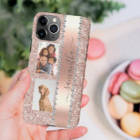 Diamond Photo Glitter Name Monogram Rose Gold Case