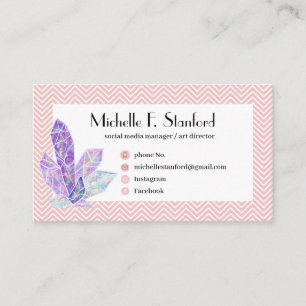 Diamond Pink Zickzack Elegant Minimalistisch Visitenkarte