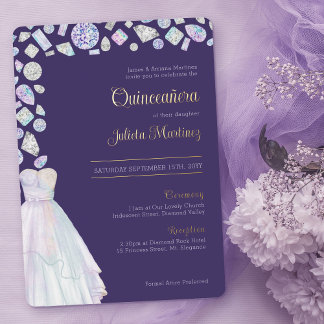 Diamond Princess Lila Quinceanera und Masse Folieneinladung