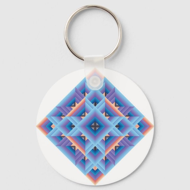 Diamond Quilt in Blue and Purple Schlüsselanhänger (Vorderseite)