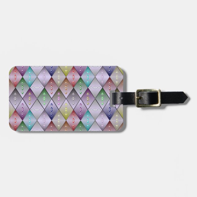 Diamond Quilt Pattern Custom Luggage Tag Gepäckanhänger (Vorderseite horizontal)