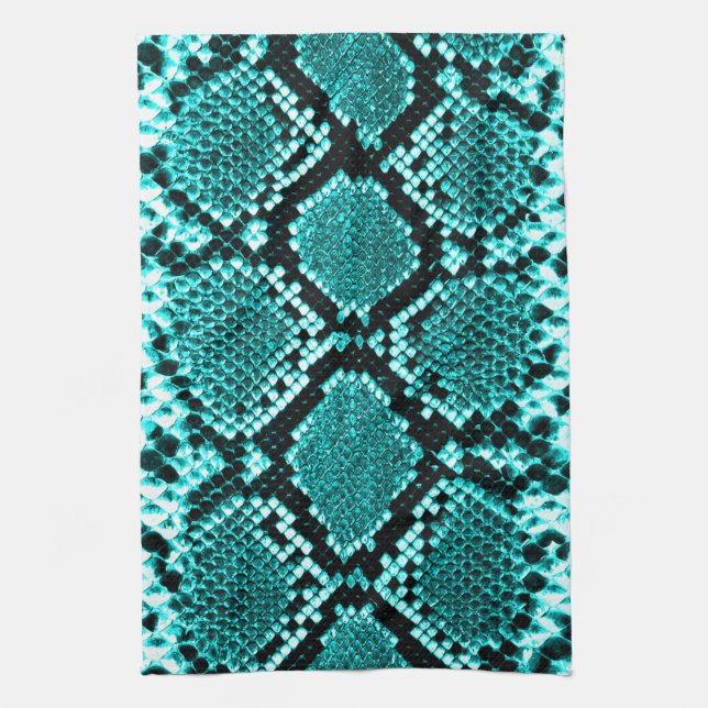 Diamond Rattlesnake Snake Skin aqua Küchentuch (Vertikal)