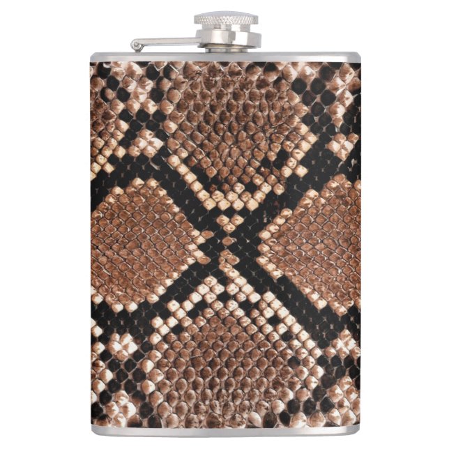 Diamond Rattlesnake Snake Skin Flachmann (Vorderseite)