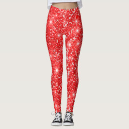 Diamond Red White Gemis Funkelnd Sequin Diamond Leggings