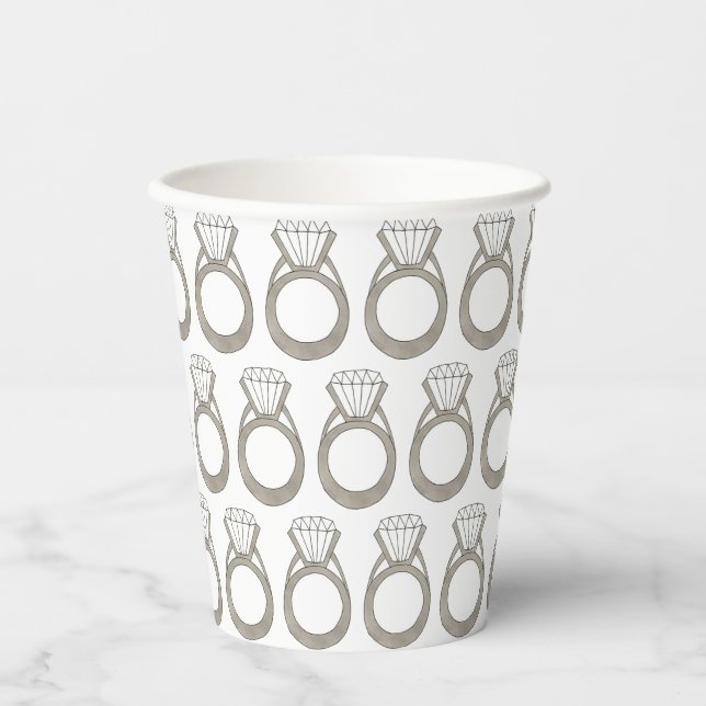 Diamond Ring Wedding Verlobung Brautparty Pappbecher (Vorderseite)
