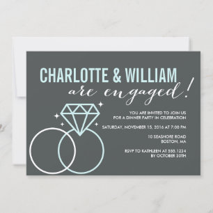 Diamond Rings Engagement Party Slate Einladung
