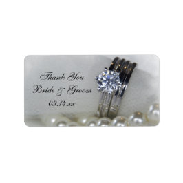 Diamond Rings Pearls Wedls Vielen Dank für Ihre Un Adressaufkleber