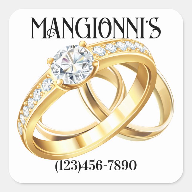 Diamond Rings Quadratischer Aufkleber (Vorderseite)