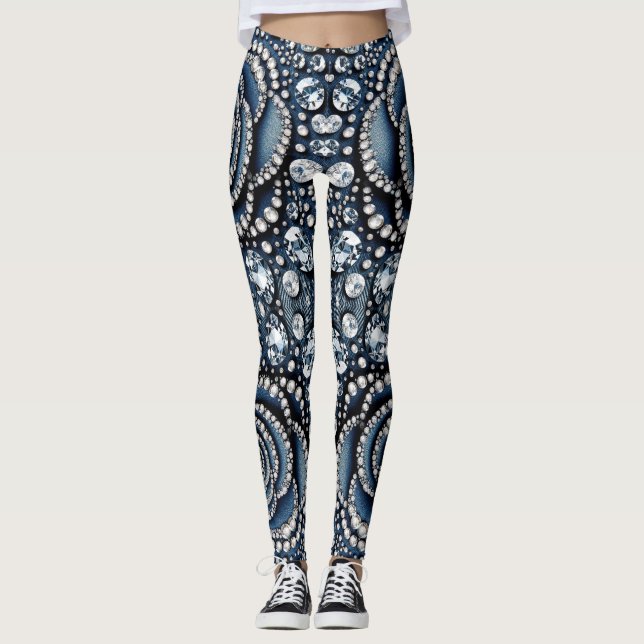 Diamond Rose & Denim Glam Bling Jewels Leggings (Vorderseite)