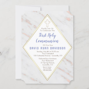 Diamond Rose Gold Marmor Erste heilige Kommune Einladung