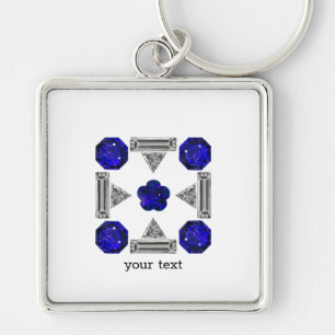 Diamond Sapphire Gemstone Art, blau Schlüsselanhänger