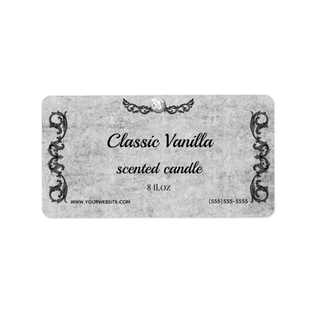 Diamond Scroll Classic Luxury Scentle Candle Label Adressaufkleber (Vorne)