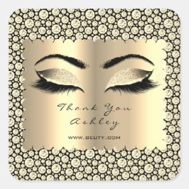 Diamond Sepia Glitzer Gold Lash Augen Vielen Dank Quadratischer Aufkleber