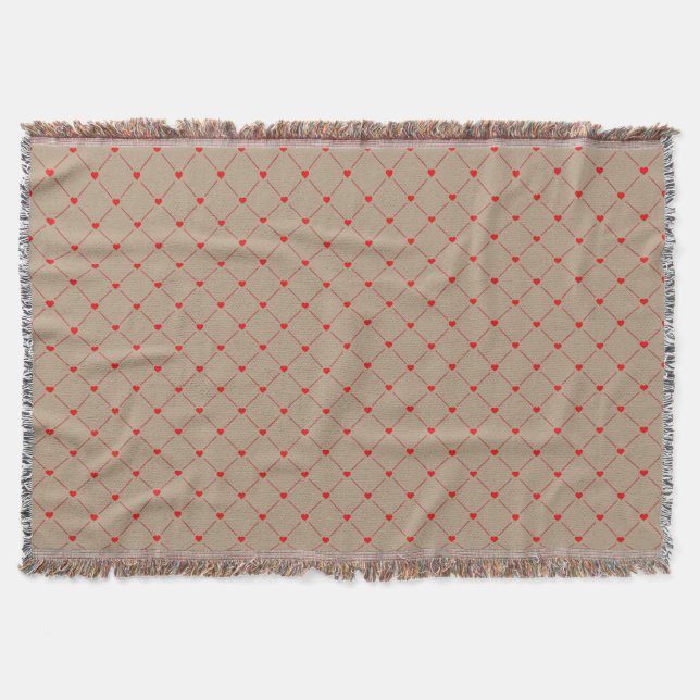 Diamond Shaped Red Heart & Line Art Decke (Vorderseite)