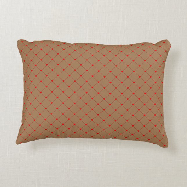 Diamond Shaped Red Heart & Line Art Dekokissen (Rückseite)