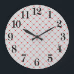 Diamond Shaped Red Heart & Line Art Große Wanduhr<br><div class="desc">This design features bright red hearts almost connected by diagonal red lines making a diamond shape, or a square rotated 45 degrees. A simple pattern and theme that doesn't scream romance from the highest mountain, perfectly acceptable as a gift to friends and family as well as in the workplace. Feel...</div>