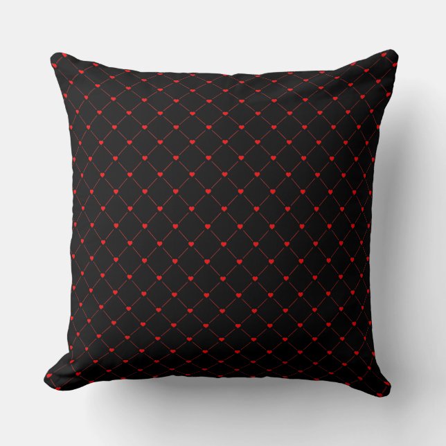 Diamond Shaped Red Heart & Line Art Kissen (Vorderseite)