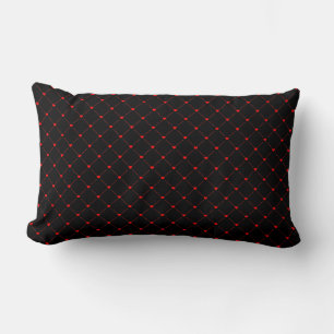 Diamond Shaped Red Heart & Line Art Lendenkissen