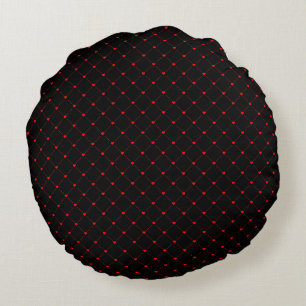 Diamond Shaped Red Heart & Line Art Rundes Kissen