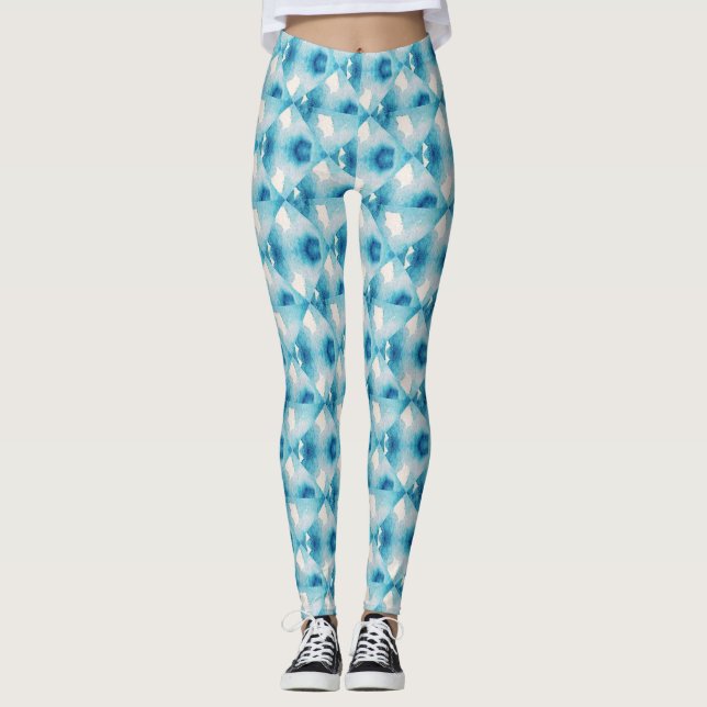 Diamond Sky Blue Pattern Leggings (Vorderseite)