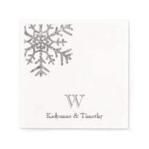 Diamond Snowflake Winter Wedding White Monogram