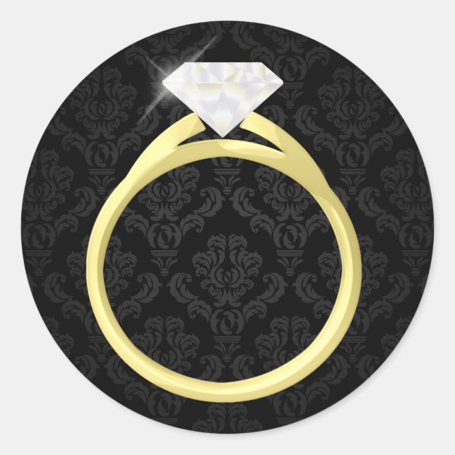 Diamond Solitaire Ring Runder Aufkleber (Vorderseite)
