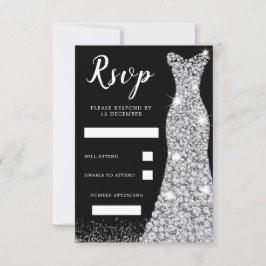 Diamond Sparkle Dress Birthday Party Bridal Black RSVP Karte