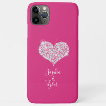 Diamond Sparkle Heart, DIY Names Script, Deep Pink