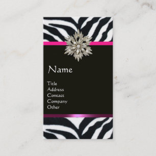DIAMOND STAR PINK SCHWARZ-WEISS ZEBRA FUR MONOGRAM VISITENKARTE