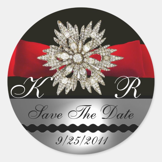 DIAMOND STARTET SCHWARZ-WEISSES RED RIBBON-MONOGRA RUNDER AUFKLEBER (Vorderseite)