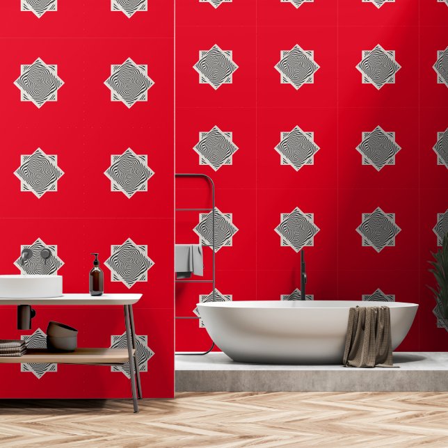 Diamond Swirl Red Tapete (Badezimmer)