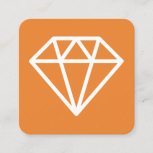 Diamond Symbol - Weiß auf Orange Quadratische Visitenkarte