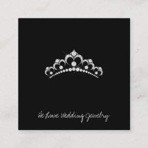 Diamond tiara auf schwarzen Hochzeitsschmuck Quadratische Visitenkarte
