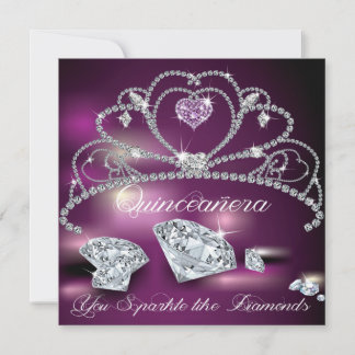 Diamond Tiara Glam Quinceañera Einladung