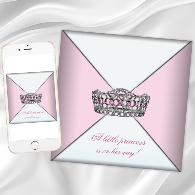 Diamond Tiara Pink Princess Baby Dusche Einladung (Pink  princess baby shower invitation or any event. Add your own text to the front and back.)