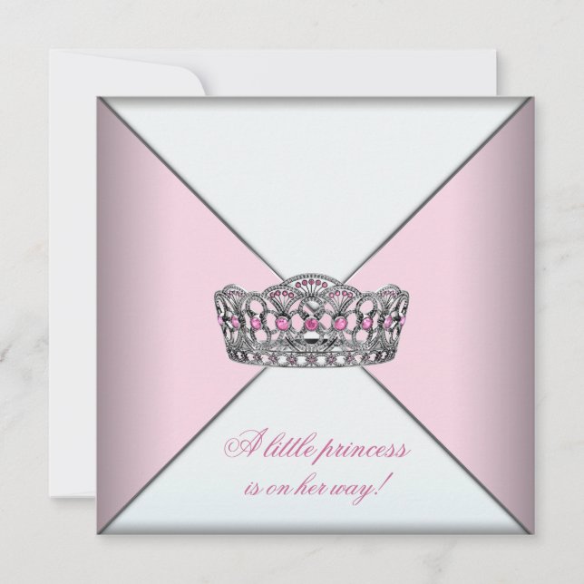 Diamond Tiara Pink Princess Baby Dusche Einladung (Vorderseite)