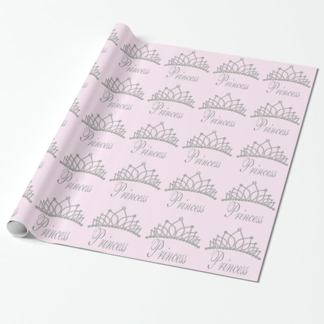 Diamond Tiara Pink Princess Wapping Paper Geschenkpapier (Ungerollt)