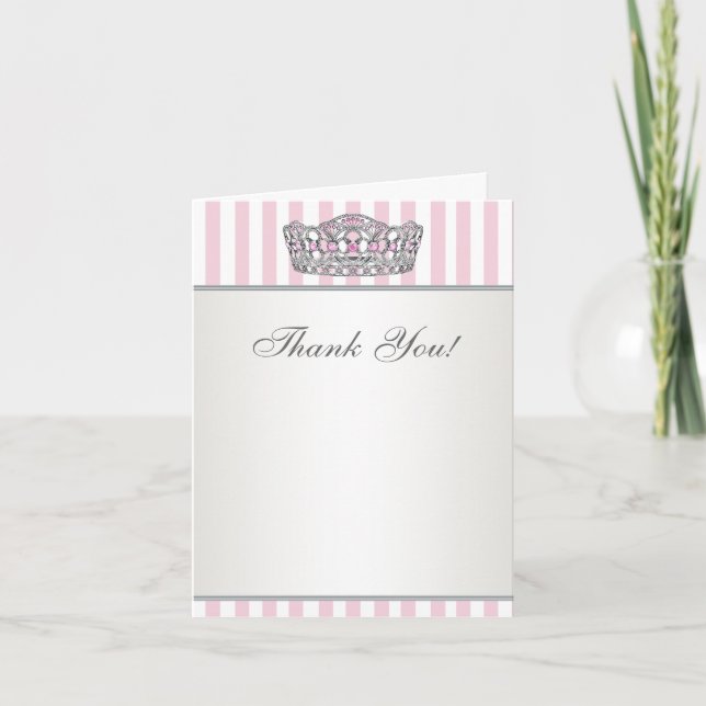 Diamond Tiara Silver Pink Princess Danke Karte (Vorderseite)