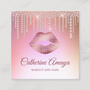 Diamond Tropfens Rose Gold Makeup Haare Ernennung Quadratische Visitenkarte