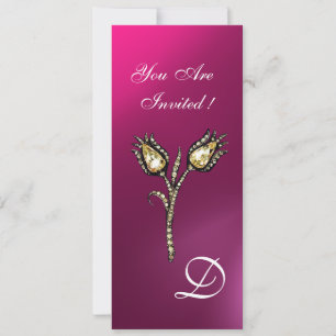 DIAMOND TULIPS-MONOGRAMM, Lila rosa Amethyst Einladung