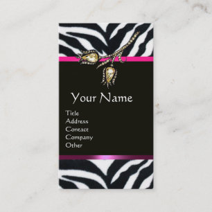 DIAMOND TULIPS PINK SCHWARZ-WEISS ZEBRA FUR MONOGR VISITENKARTE