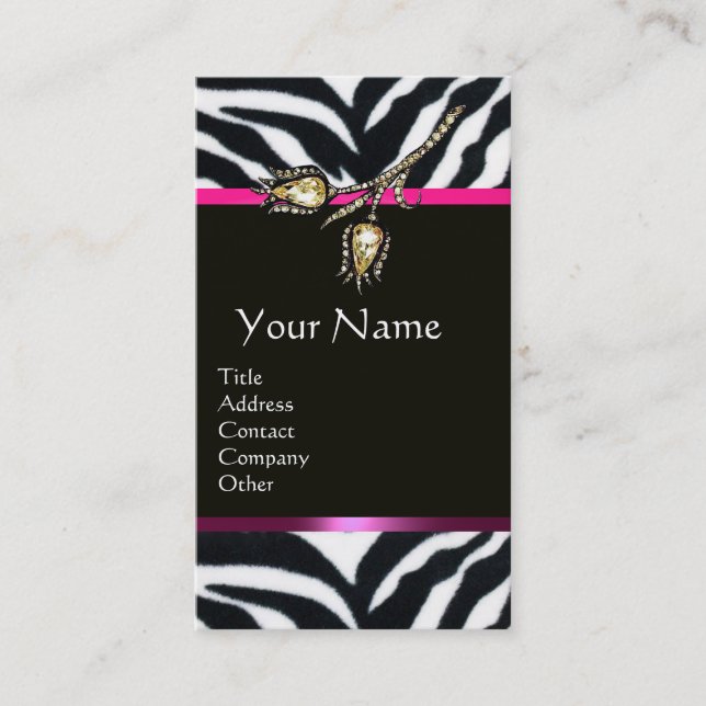 DIAMOND TULIPS PINK SCHWARZ-WEISS ZEBRA FUR MONOGR VISITENKARTE (Vorderseite)