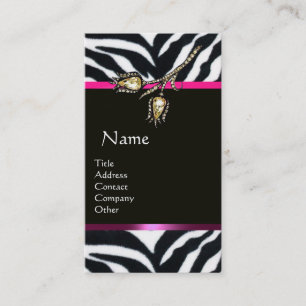 DIAMOND TULIPS PINK SCHWARZ-WEISS ZEBRA FUR MONOGR VISITENKARTE